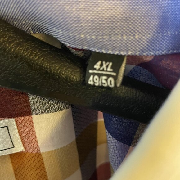 MorCouture Mens Multicolor Plaid Button Up Dress Shirt Size XL XXXL 4XL - Picture 5 of 12